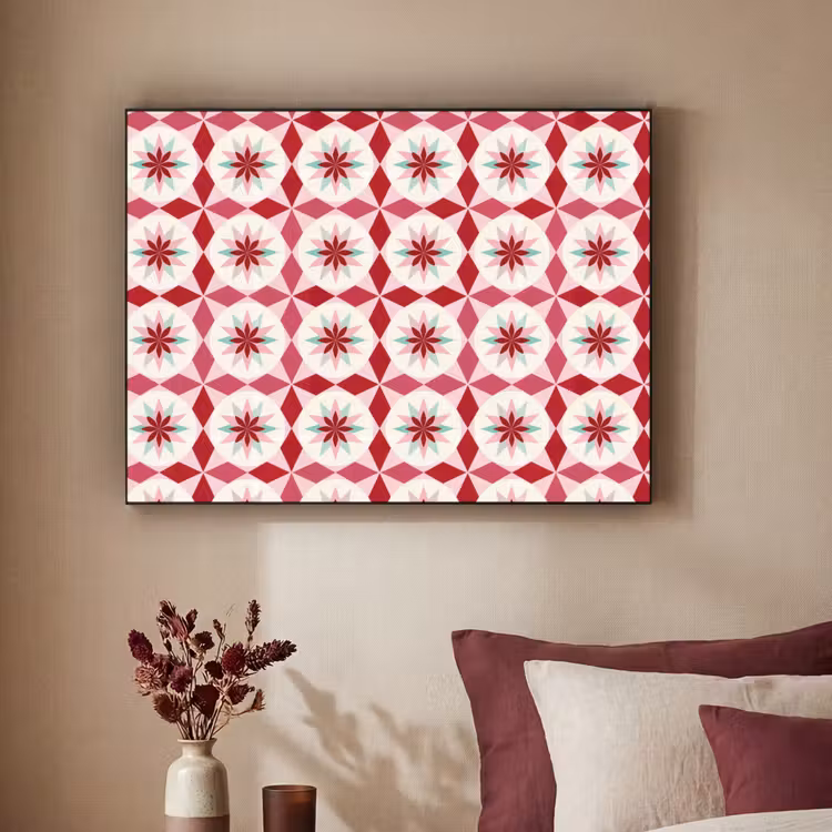 Art Frame - Tegelpatroon - Sterren - Retro - Roze - Mintgroen — 2