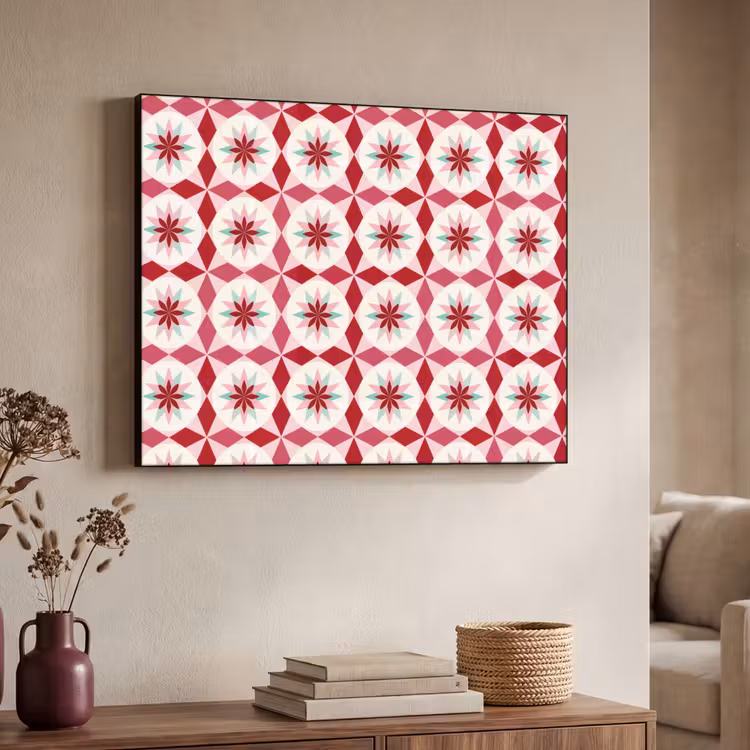 Art Frame - Tegelpatroon - Sterren - Retro - Roze - Mintgroen — 4