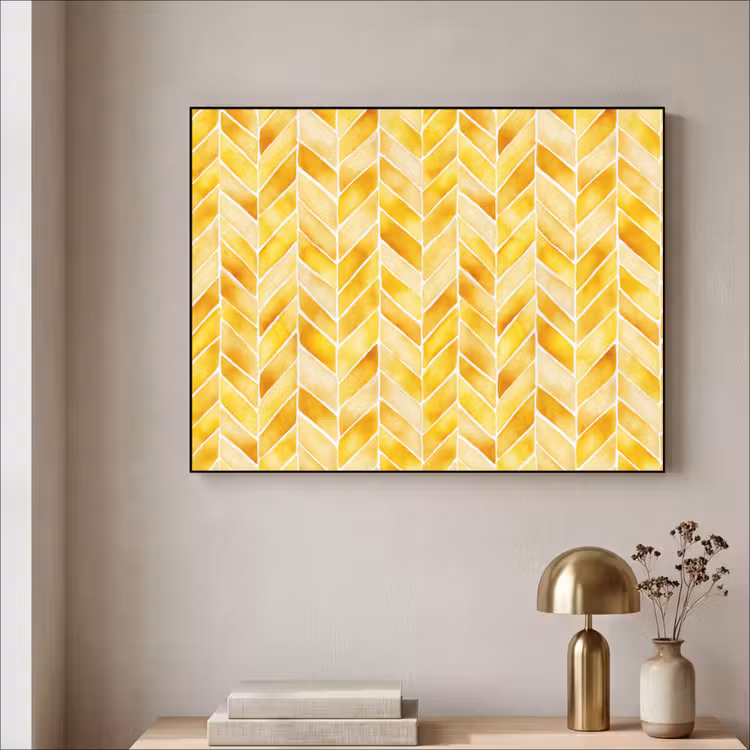 Art Frame - Visgraat - Aquarel - Patronen - Goudgeel — 3