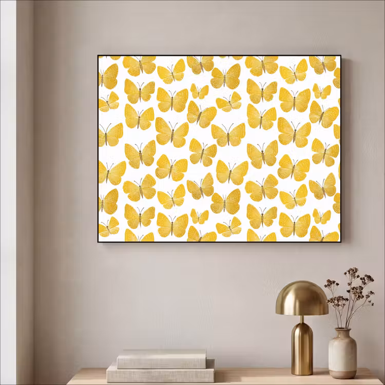 Art Frame - Vlinders - Botanisch - Illustratie - Geel - Wit — 3