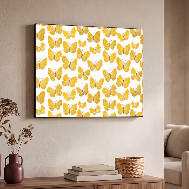 Art Frame - Vlinders - Botanisch - Illustratie - Geel - Wit — 4
