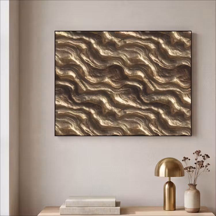 Art Frame - Reliëf - Golven - Abstract - Bronsgoud — 3