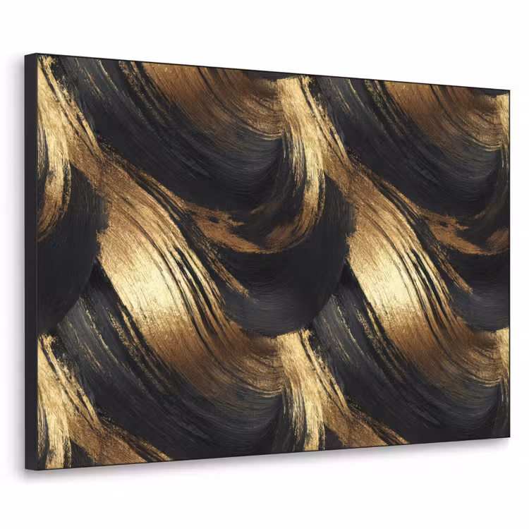 Art Frame - Verfstreken - Abstract - Goud - Zwart — 1