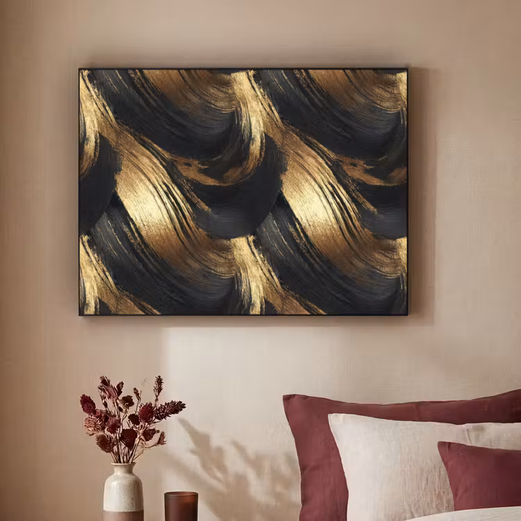 Art Frame - Verfstreken - Abstract - Goud - Zwart — 2
