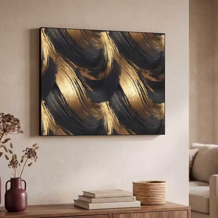Art Frame - Verfstreken - Abstract - Goud - Zwart — 4