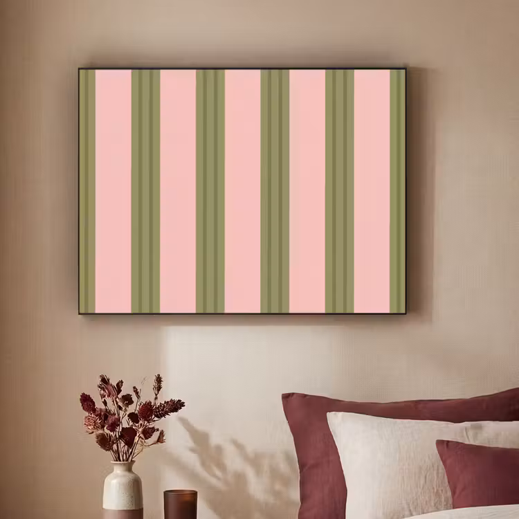 Art Frame - Patroon - Strepen - Abstract - Roze - Groen — 2
