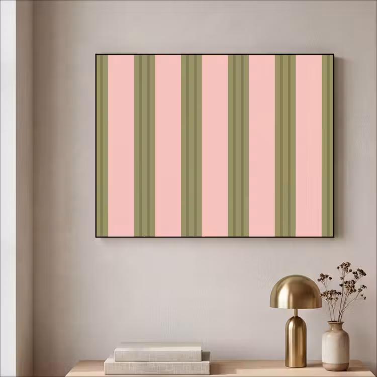 Art Frame - Patroon - Strepen - Abstract - Roze - Groen — 3