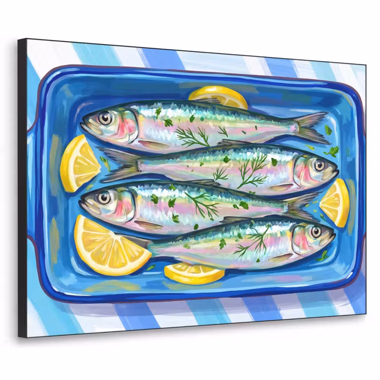 Art Frame - Vis - Citroen - Kruiden - Eten - Blauw — 1
