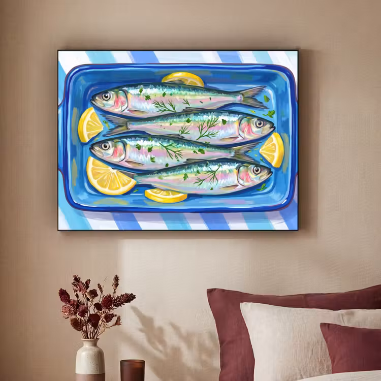 Art Frame - Vis - Citroen - Kruiden - Eten - Blauw — 2