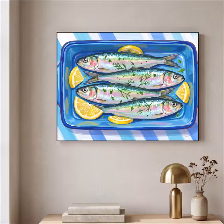 Art Frame - Vis - Citroen - Kruiden - Eten - Blauw — 3