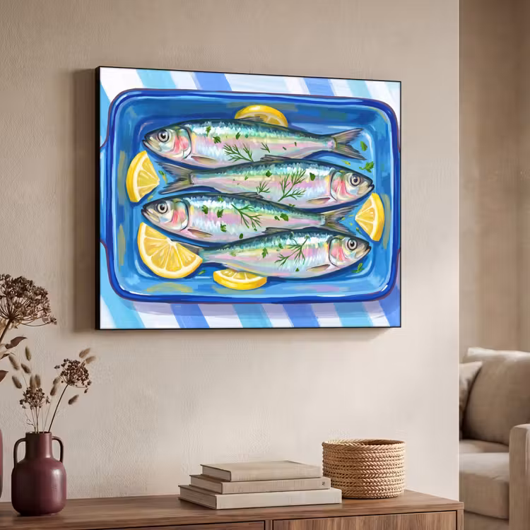 Art Frame - Vis - Citroen - Kruiden - Eten - Blauw — 4