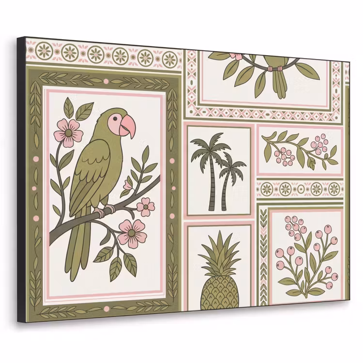 Art Frame - Vogel - Tropisch - Patroon - Decoratief - Groen — 1