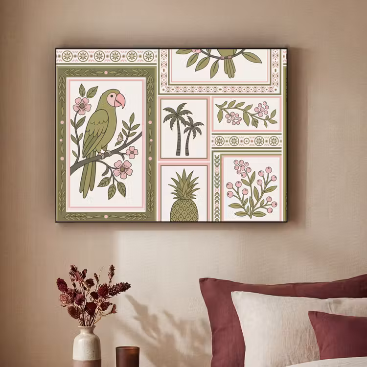 Art Frame - Vogel - Tropisch - Patroon - Decoratief - Groen — 2
