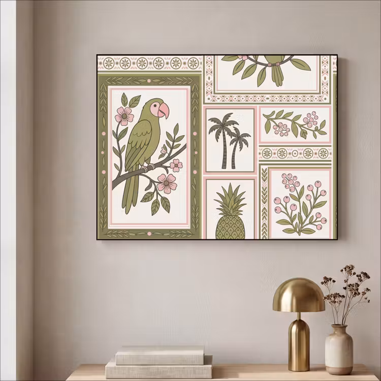 Art Frame - Vogel - Tropisch - Patroon - Decoratief - Groen — 3