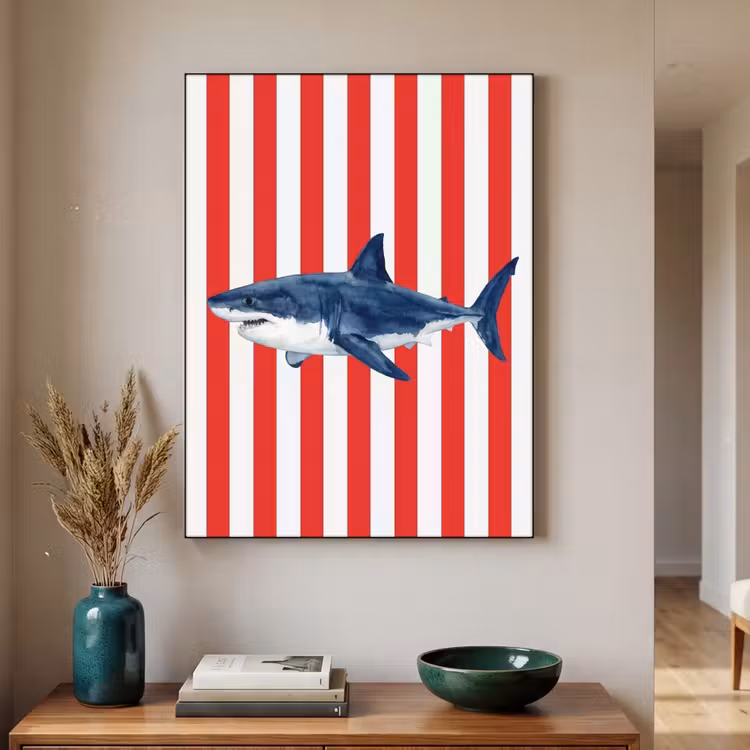Art Frame - Vis - Haai - Zee - Illustratie - Blauw — 2