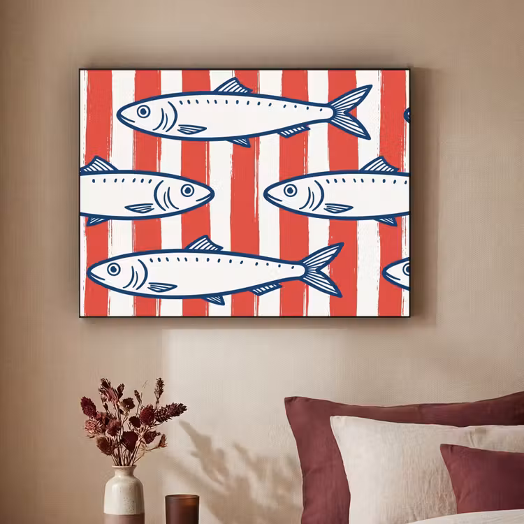Art Frame - Vis - Patroon - Strepen - Illustratie - Rood — 2