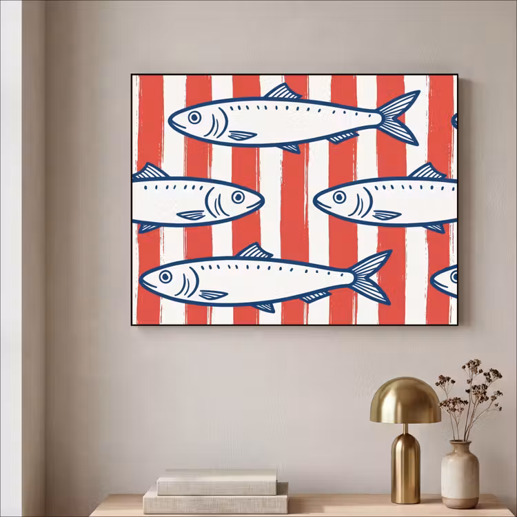 Art Frame - Vis - Patroon - Strepen - Illustratie - Rood — 3