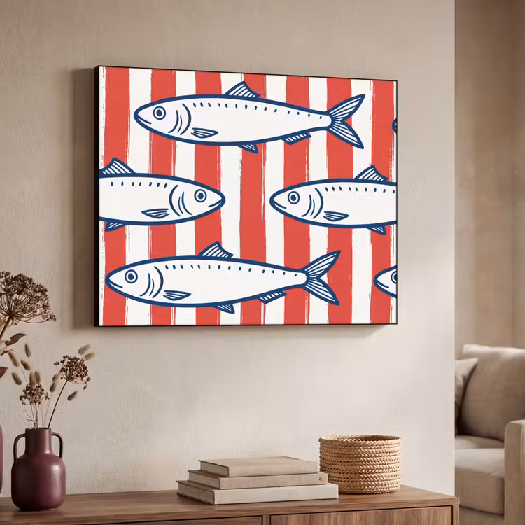Art Frame - Vis - Patroon - Strepen - Illustratie - Rood — 4