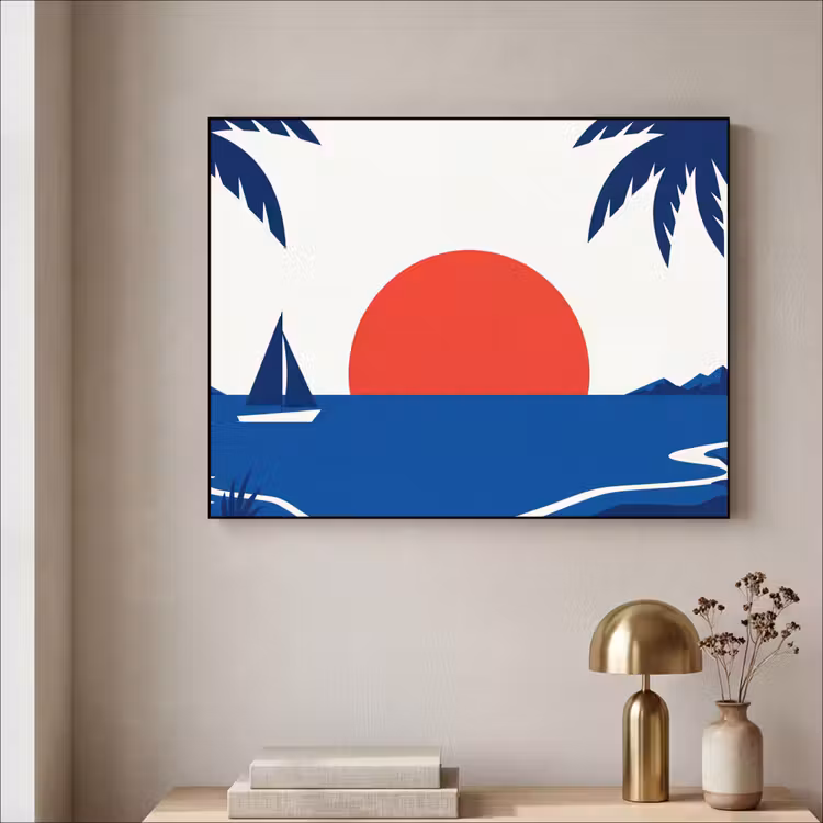 Art Frame - Zonsondergang - Zee - Palmboom - Tropisch - Modern — 3
