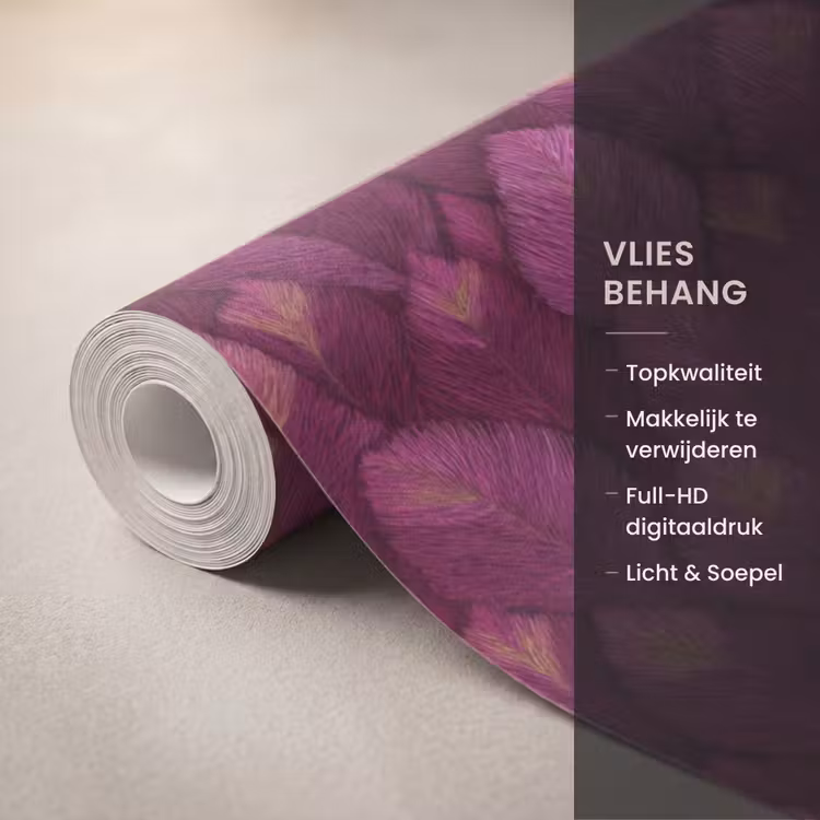 Behang - Bladeren - Patroon - Burgundy — 3