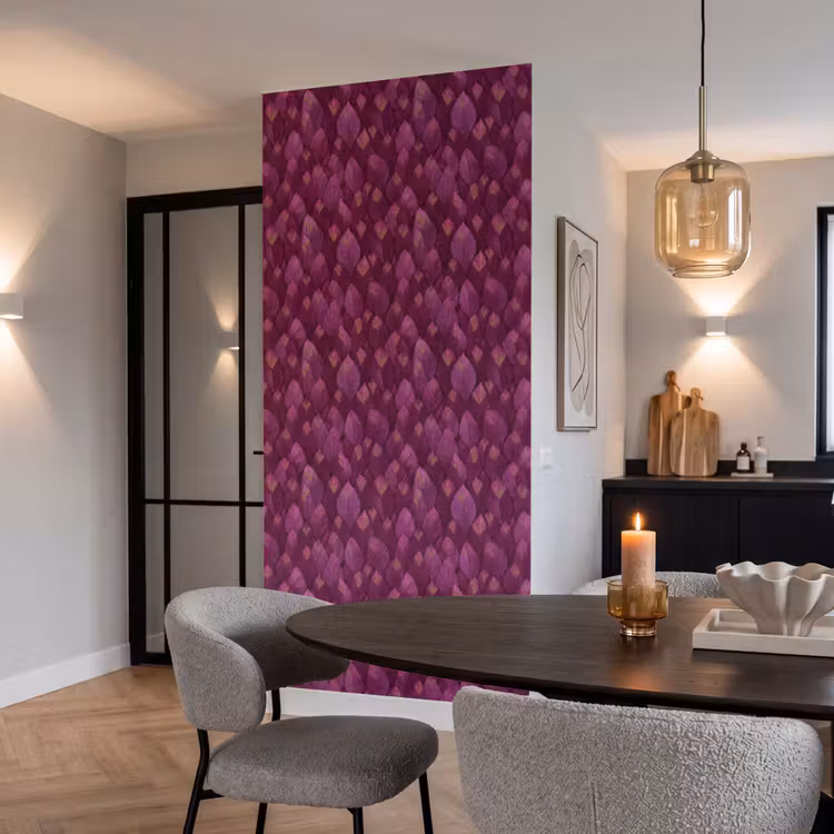 Behang - Bladeren - Patroon - Burgundy — 5