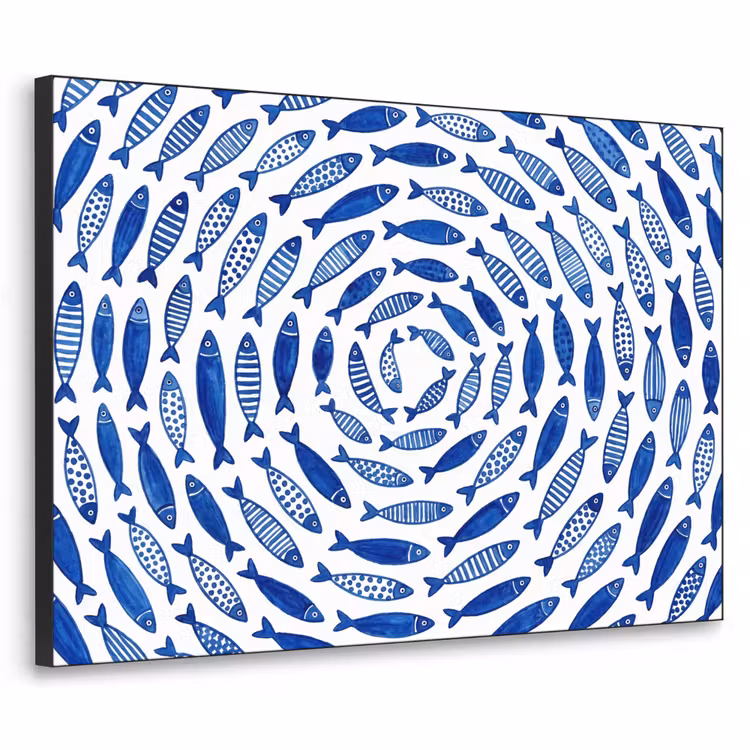 Art Frame - Vis - Patroon - Onderwater - Abstract - Blauw — 1