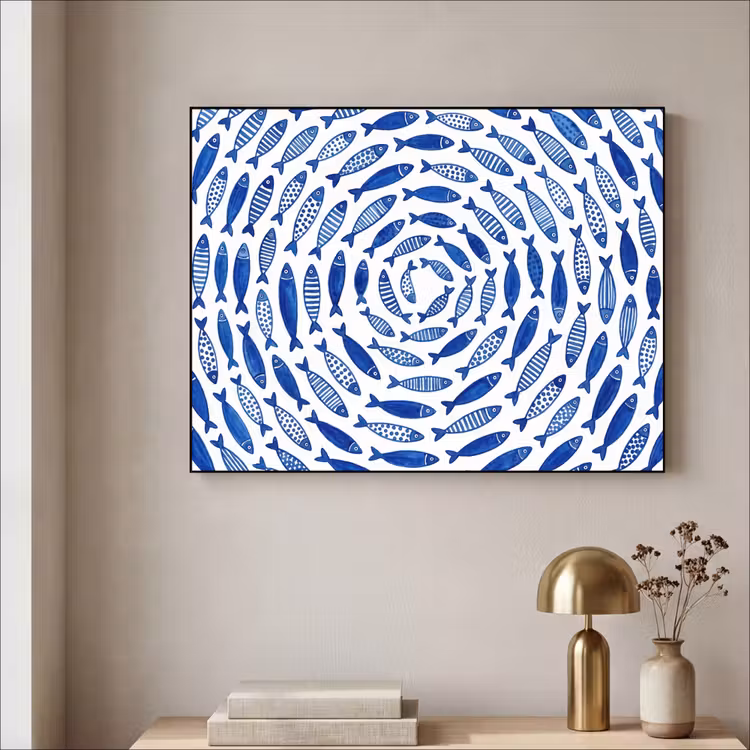 Art Frame - Vis - Patroon - Onderwater - Abstract - Blauw — 3