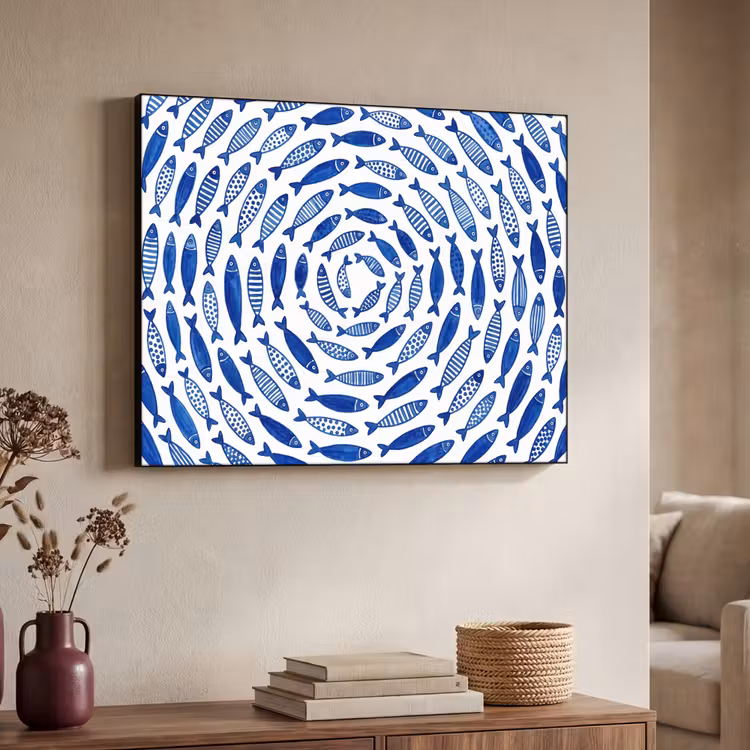 Art Frame - Vis - Patroon - Onderwater - Abstract - Blauw — 4