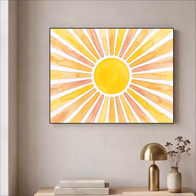 Art Frame - Zon - Stralen - Aquarel - Geel - Abstract — 3