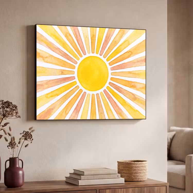 Art Frame - Zon - Stralen - Aquarel - Geel - Abstract — 4