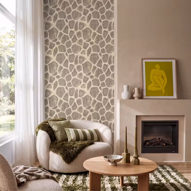Behang - Giraf - Patroon - Beige - Bruin — 1
