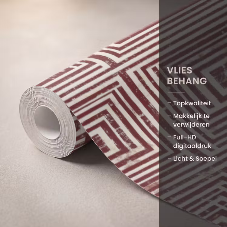 Behang - Geometrisch - Patroon - Rood — 3