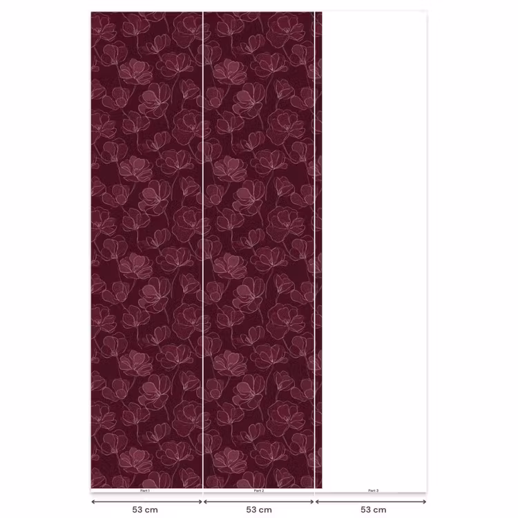 Behang - Bloemen - Patroon - Bordeauxrood — 6