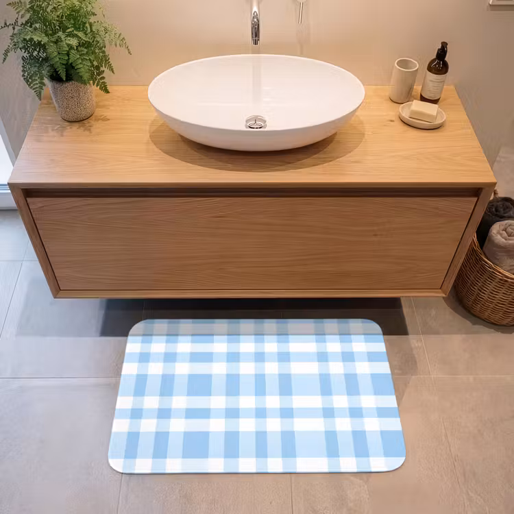 Badmat - Ruit - Patroon - Blauw — 2