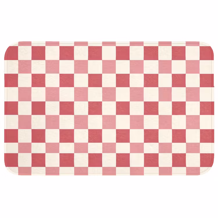 Badmat - Patroon - Schaak - Roze — 1