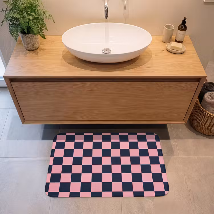 Badmat - Traditioneel - Patroon - Blauw - Roze — 2