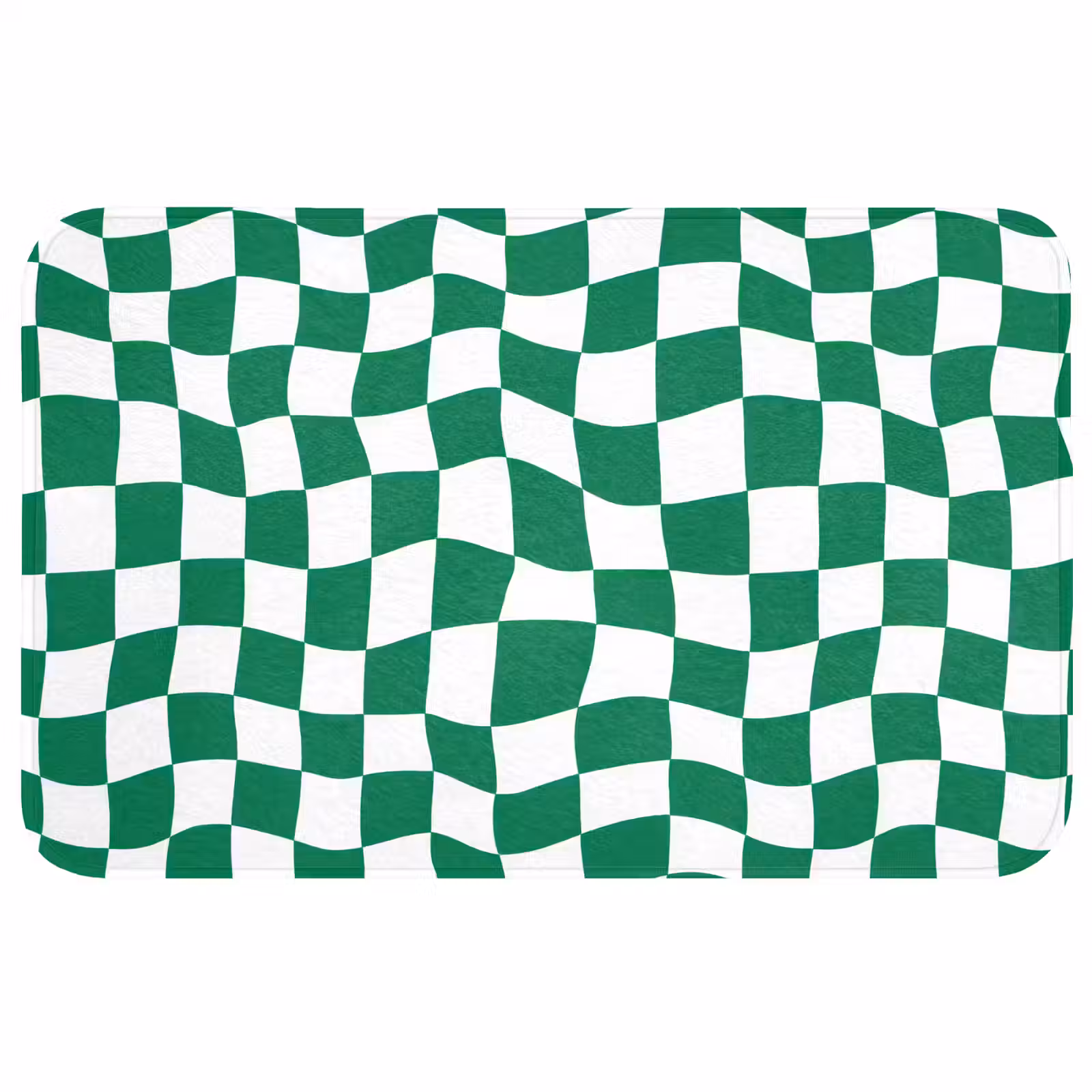Badmat - Schaakbord - Golvend - Groen — 1