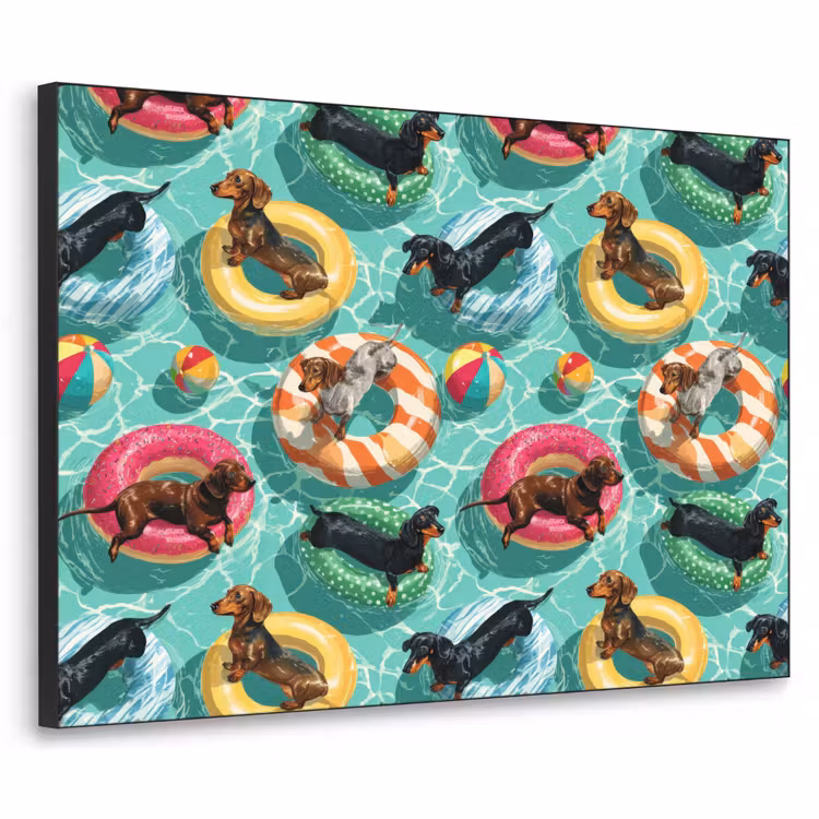 Art Frame - Teckels - Zwembad - Kleurrijk — 1