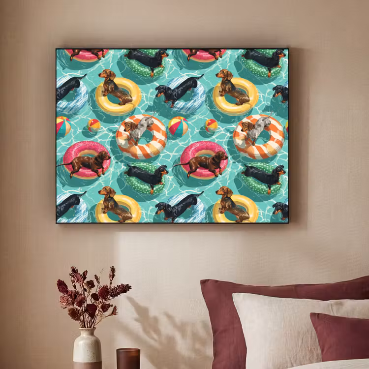 Art Frame - Teckels - Zwembad - Kleurrijk — 2
