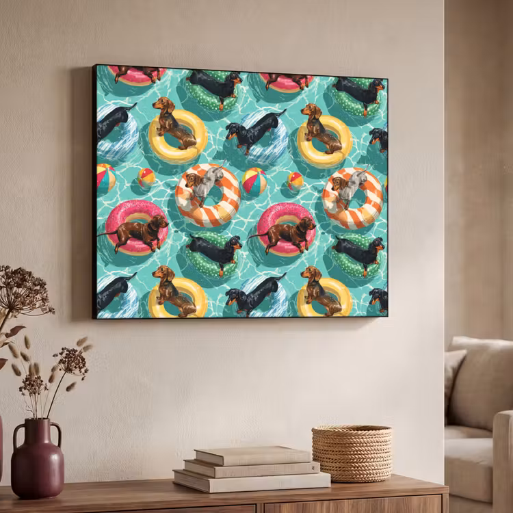 Art Frame - Teckels - Zwembad - Kleurrijk — 4