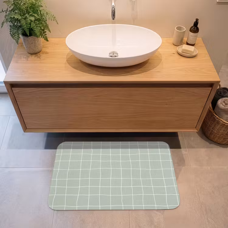 Badmat - Ruitpatroon - Golvend - Groen — 2