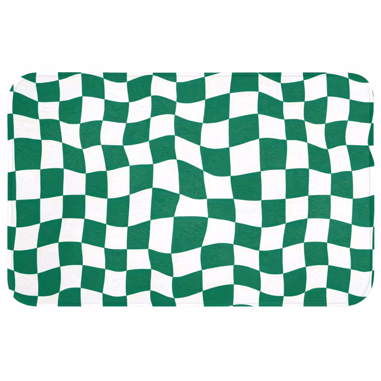 Badmat - Schaakbord - Golvend - Groen — 1