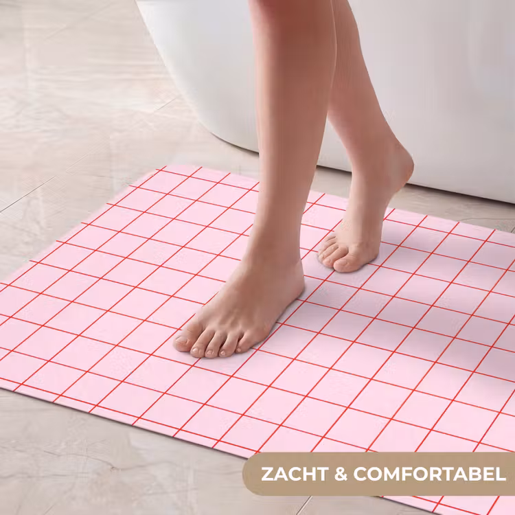 Badmat - Raster - Patroon - Roze — 5