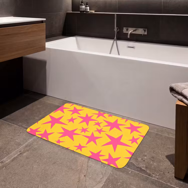 Badmat - Sterren - Patroon - Roze - Geel — 4