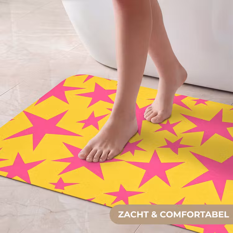 Badmat - Sterren - Patroon - Roze - Geel — 5