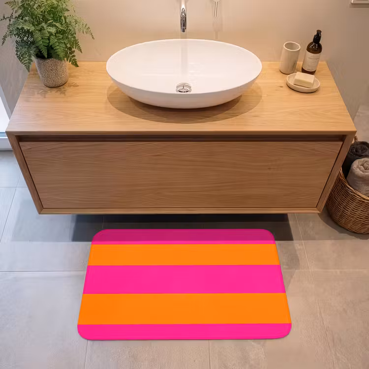 Badmat - Strepen - Horizontaal - Roze — 2