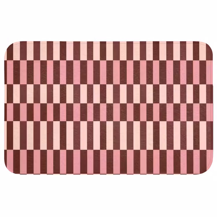 Badmat - Roze - Rood - Blokjes — 1