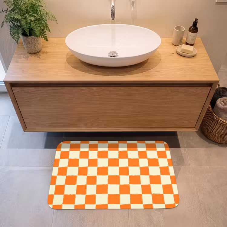 Badmat - Schaak - Patroon - Oranje — 2