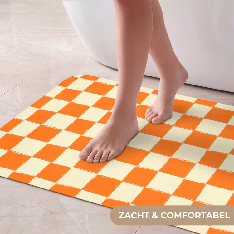 Badmat - Schaak - Patroon - Oranje — 5