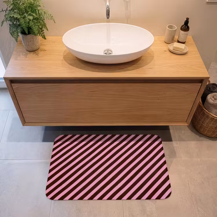 Badmat - Strepen - Roze - Bruin — 2